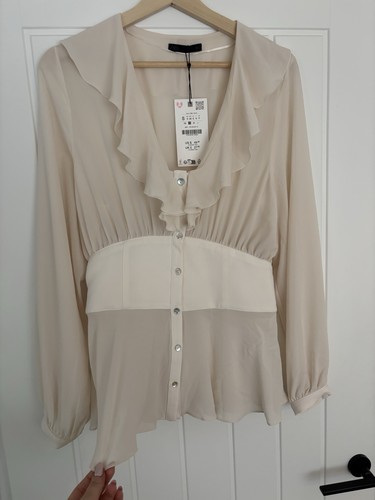 Zara cream ruffle - zara, blouse
