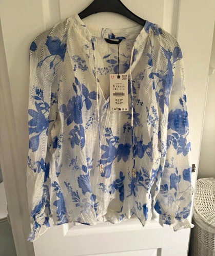 Zara blue white floral - blue, long