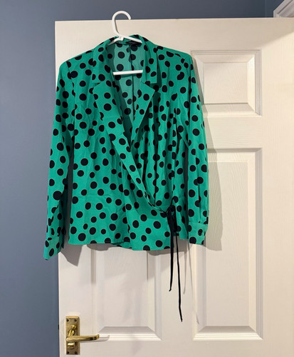 Zara women green black polka - green/black,