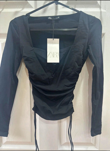 Zara black sqaure - black, sqaure-neck