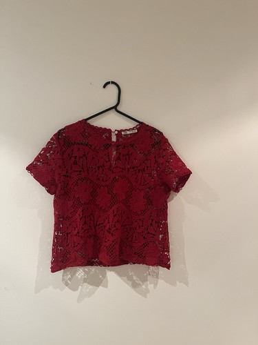 Zara laced red blouse top - zara,