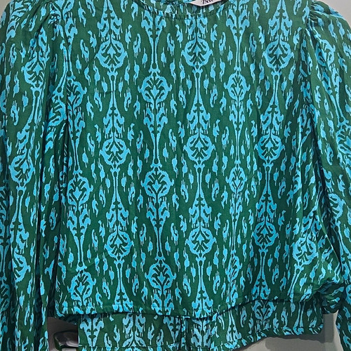 Zara green blue geometric long - green/blue,