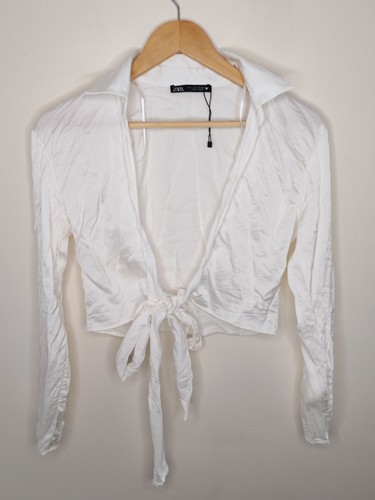 Zara ivory white satin cropped - ivory,