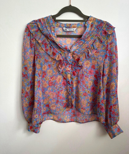 Zara blue floral - floral, ruffle