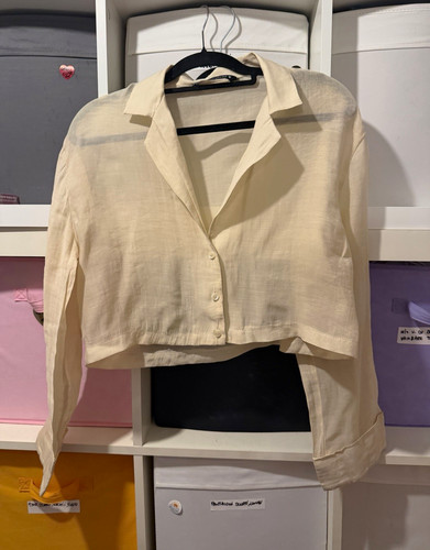 Zara beige solid collared - zara,