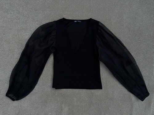 Zara black organza sheer - organza,