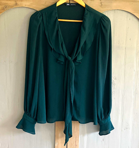 Zara women green chiffon - women's,