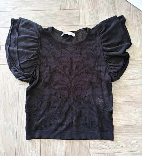 Zara black sheer knit ruffle - sheer,
