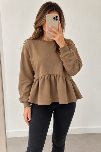 Zara taupe brown peplum - zara,