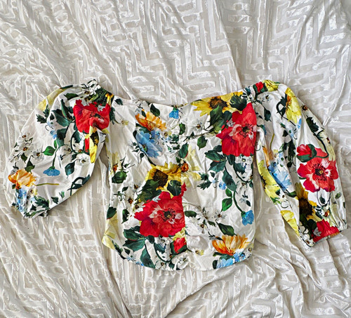 Zara white floral off shoulder - floral,