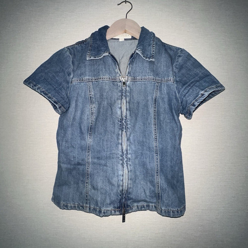Zara blue denim zip - zara,