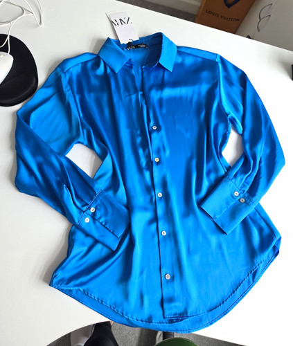 Zara blue satin long sleeve - zara,