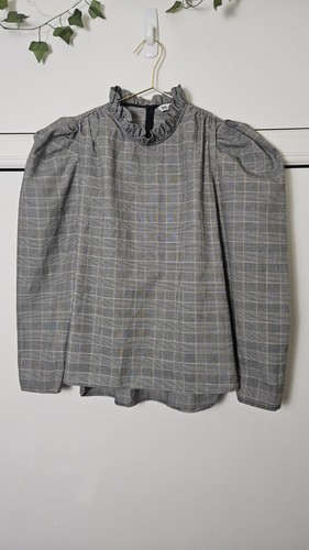 Zara grey plaid puff sleeve - zara,