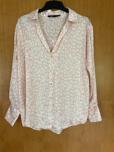 Zara pink white satin - satin, blouse