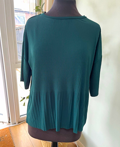 Zara green solid pleated - pleated, round