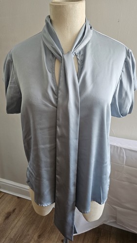 Zara ice blue satin blouse - ice,