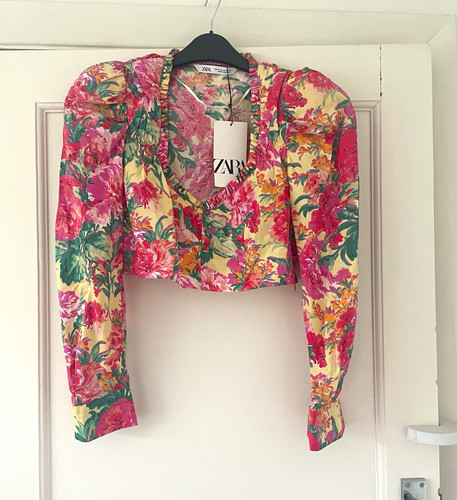 Zara women floral neck - women's, v-neck