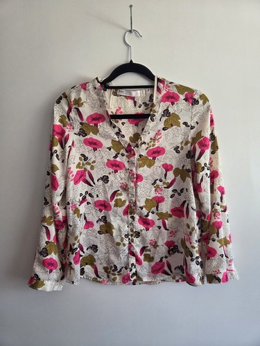 Zara neck button printed - zara, button-up
