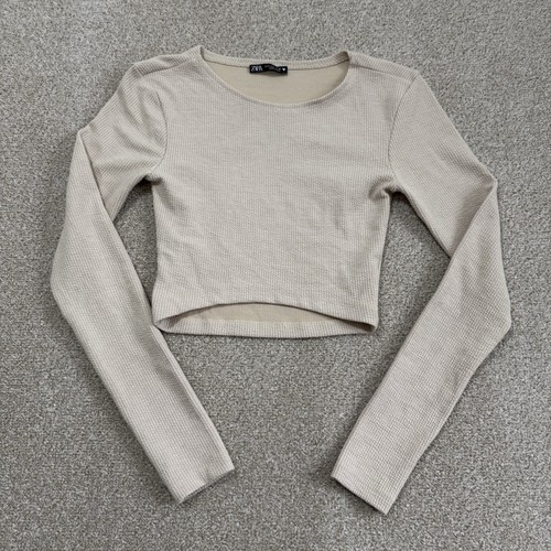Zara womens beige waffle knit - beige,