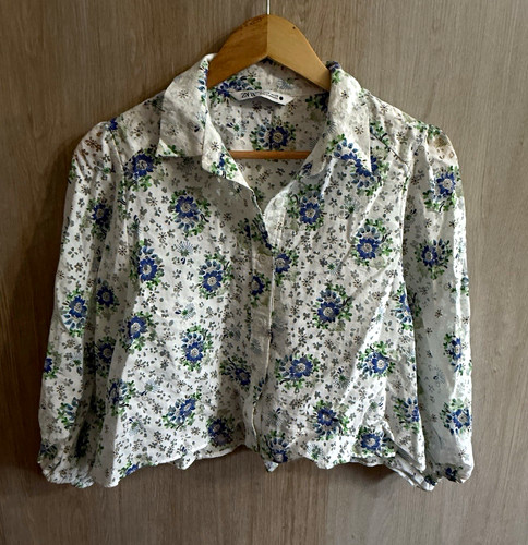 Zara white floral collared - zara,