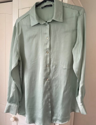 Zara mint green satin flowy - zara,