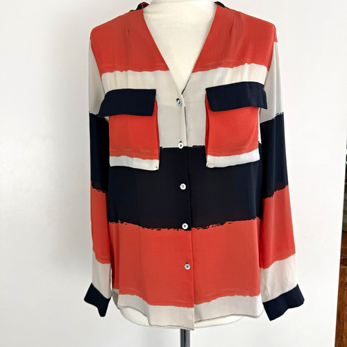 Zara striped button blouse - button-up,
