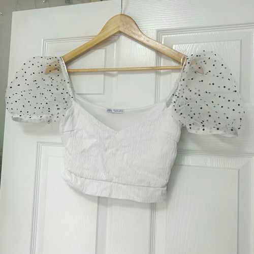 Zara white organza polka dot - organza,