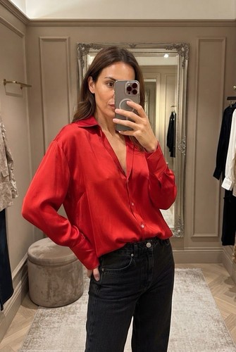 Bnwt zara vibrant - red, satin