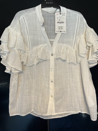 Zara white cotton ruffle - £30,
