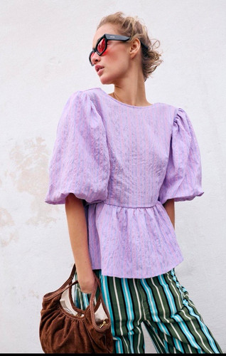 Zara purple striped puff