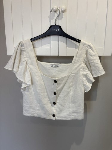 White zara button blouse - white,